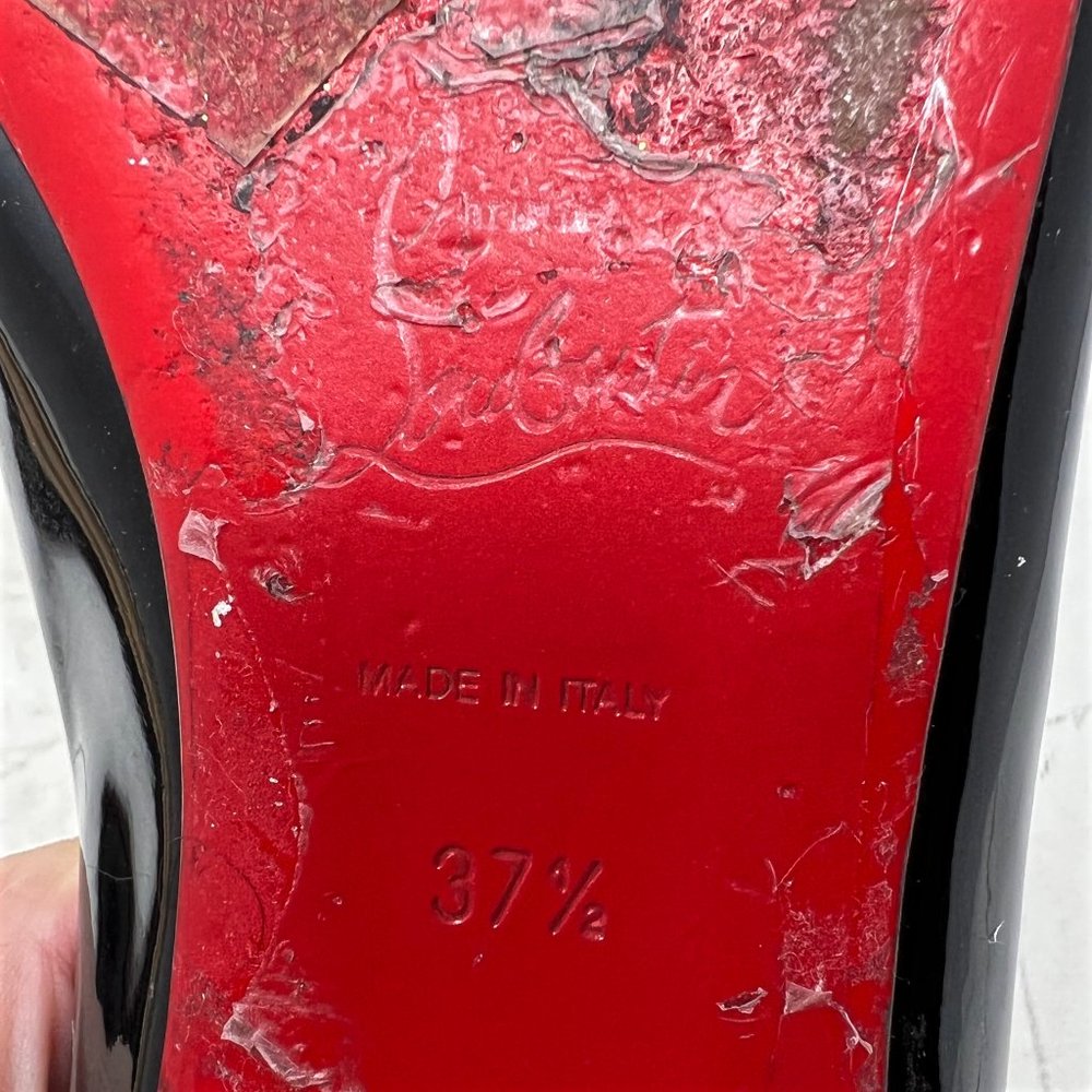 Christian Louboutin Shoes Paulina Black Tan Patent Leather PVC Pointed Toe Flats - Picture 7 of 9